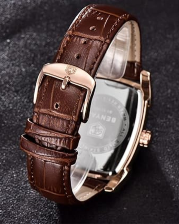 BENYAR Waterproof Classic Rectangle Case Vintage Design Watches Leather Strap