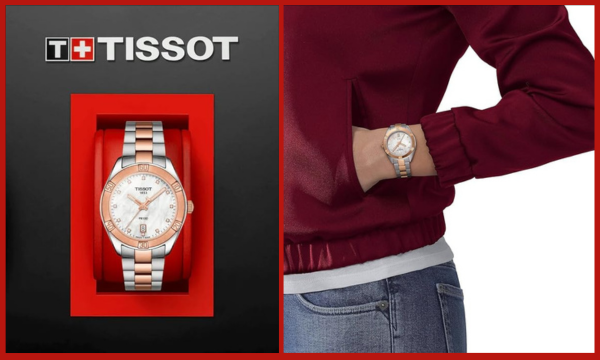 Tissot Women PR 100 Sport Chic 316L Stainless Steel case with Rose Gold PVD Coating