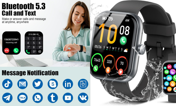Smart Watch for Men Women, 1.96" Fitness Tracker Running Watch