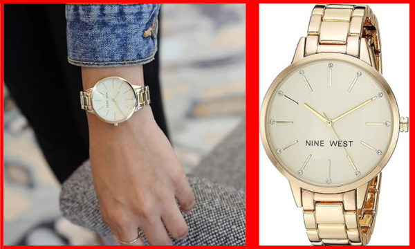 Nine West Women's Crystal-Accented Bracelet Watch Nine West Women's Crystal-Accented Bracelet Watch