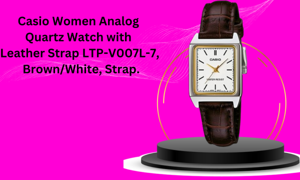 Casio Women Analog Quartz Watch with Leather Strap LTP-V007L-7, Brown/White Strap Casio Women Analog Quartz Watch with Leather Strap LTP-V007L-7, Brown/White Strap