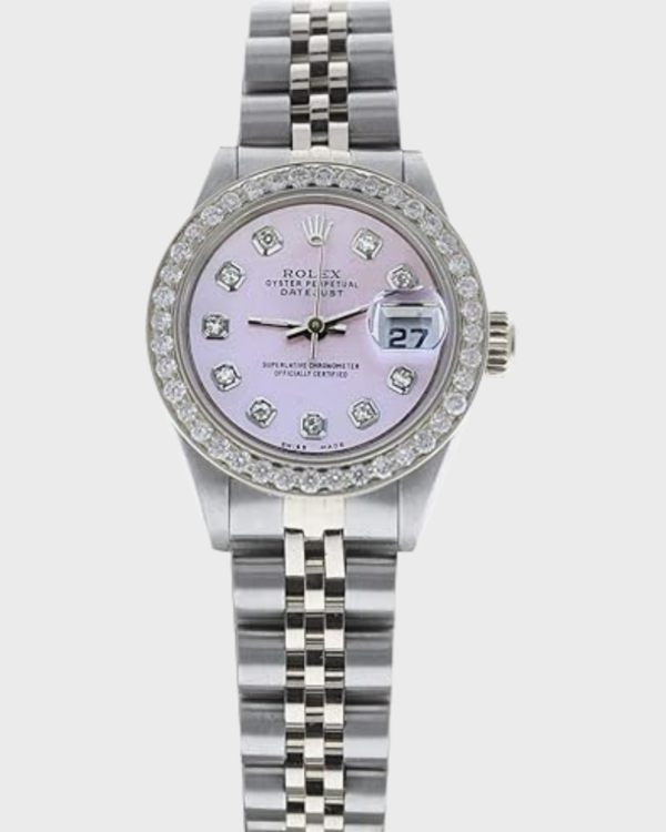 Rolex Ladys Datejust 69160 (Automatic) Custom Pink Mother of Pearl Diamond Dial & Diamond Bezel (Certified Preowned)