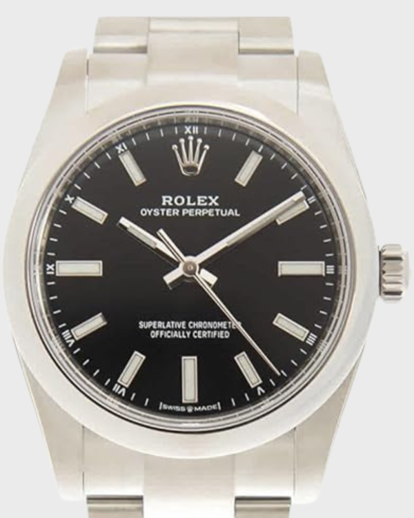Rolex Oyster Perpetual 34 Automatic Chronometer Black Dial Ladies Watch 124200BKSO